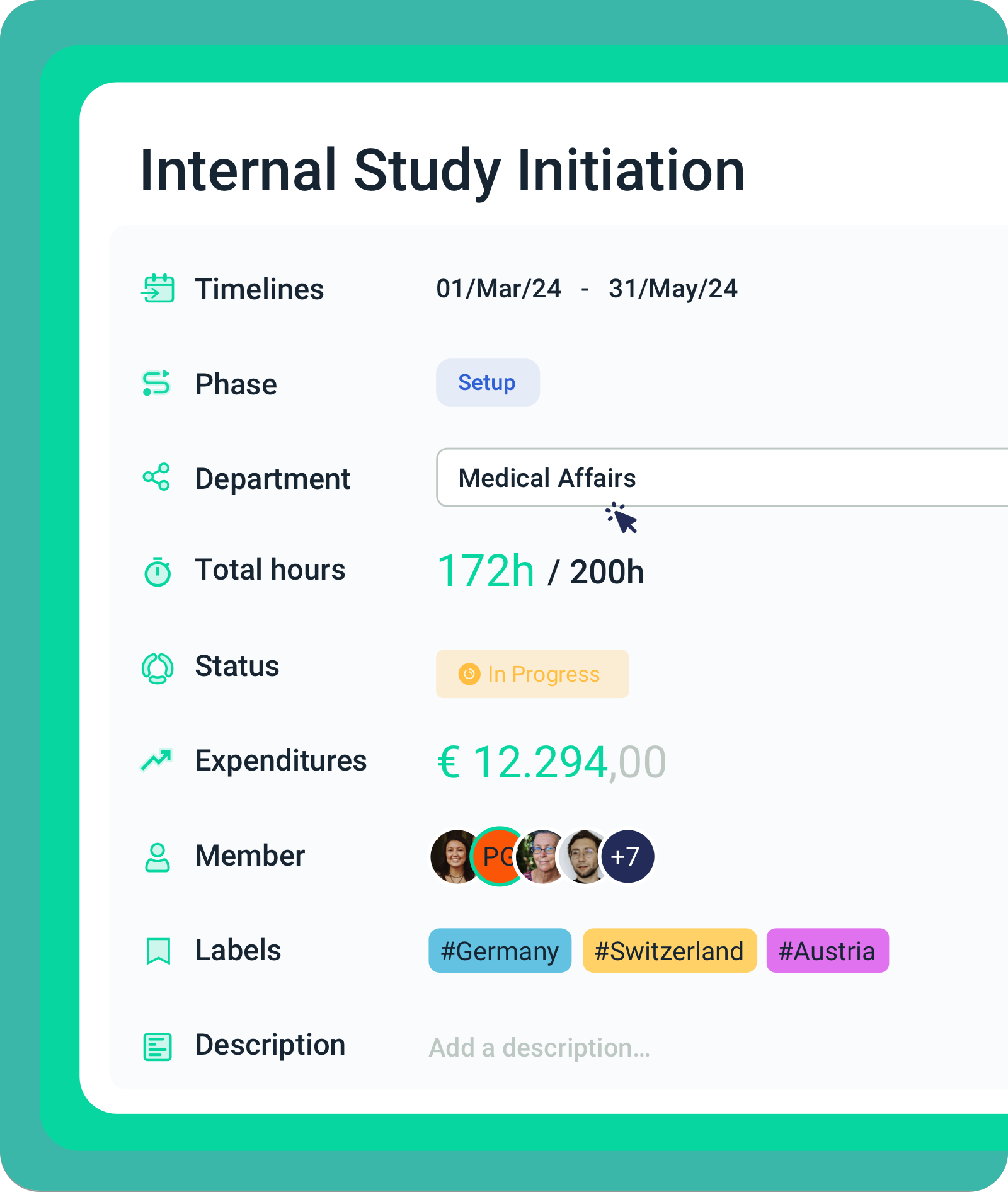 Study creation example in Trialytix