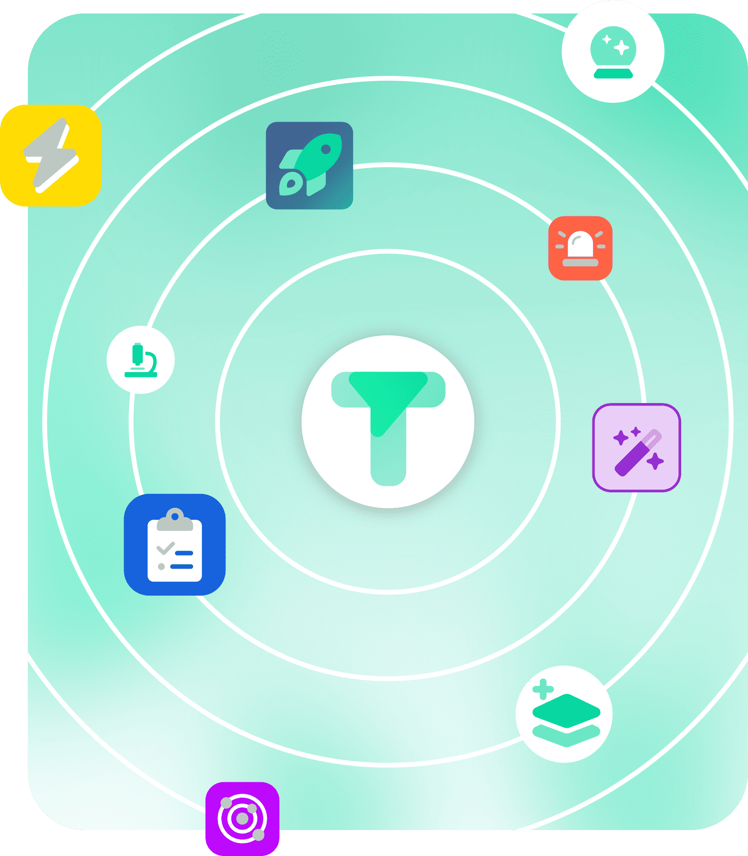 Trialytix Logo surrounded by Icons